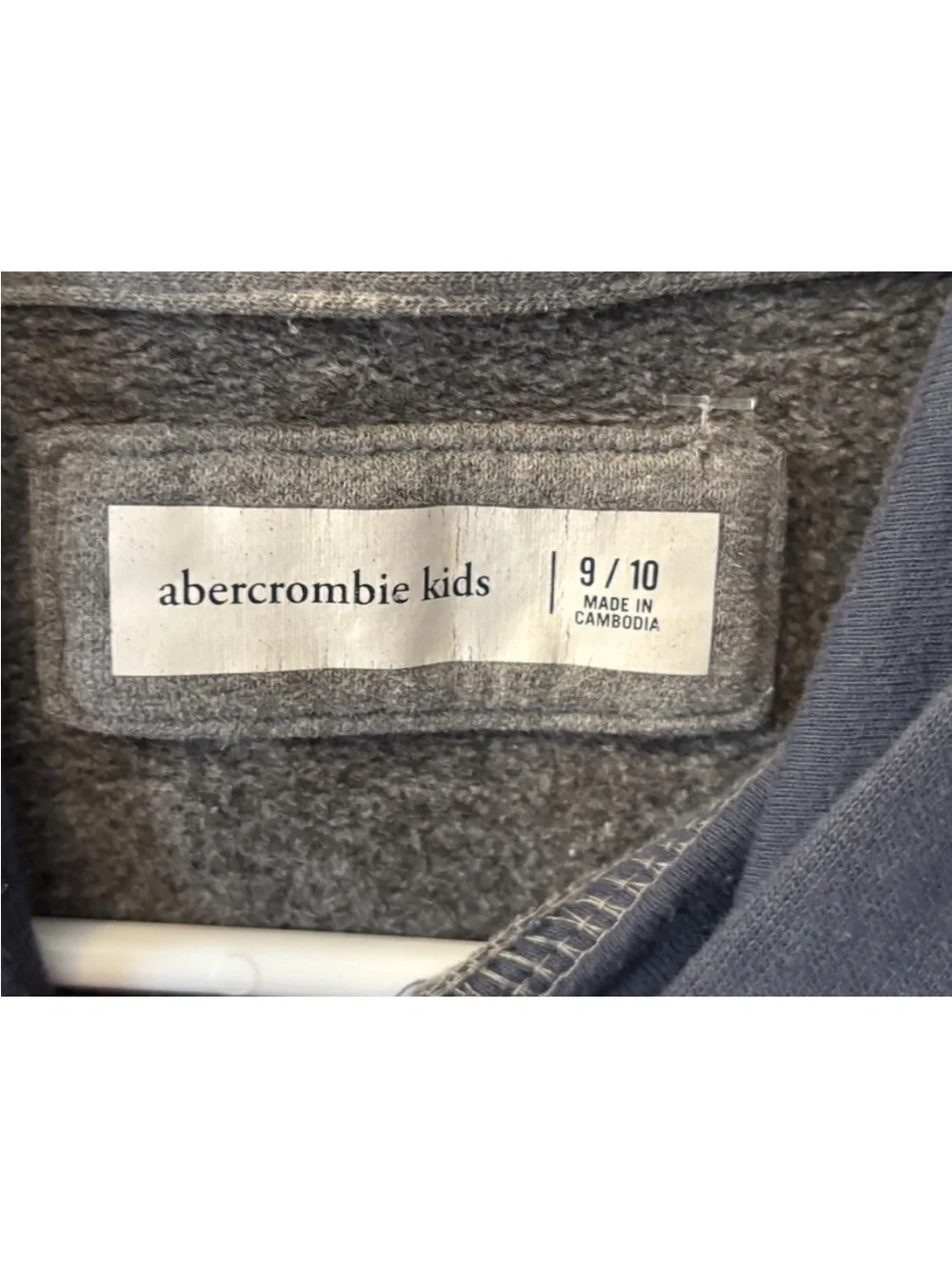Abercrombie Kids Gray Navy Colorblock Cotton Blend Pullover Hoodie Preppy